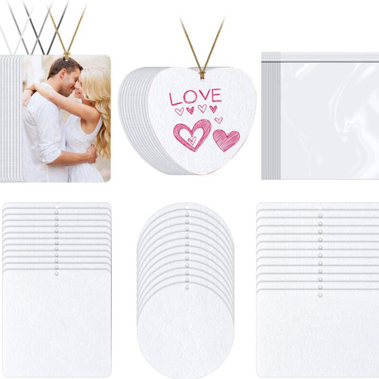 Amazon bonne vente feutre arôme cartes matériel feuille blanc sublimation blanc désodorisant bricolage noël pendentif voiture décor