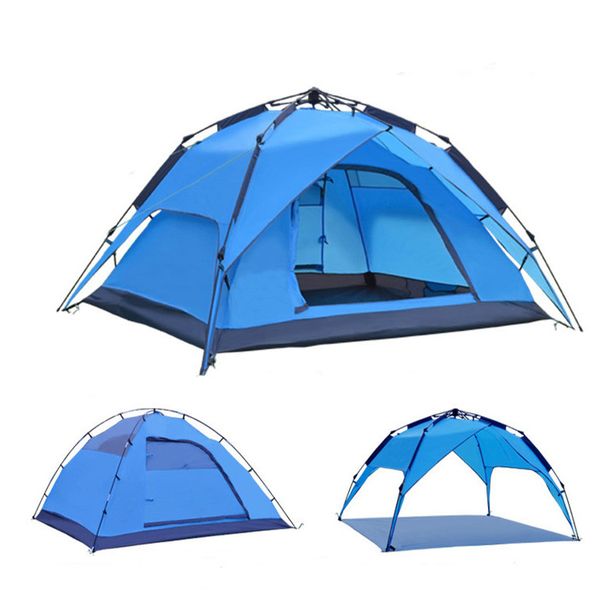 Virson 3-4 Personnes Double Couches Protection UV Imperméable Léger Pliant Automatique Pop Up Tente de Camping en Plein Air