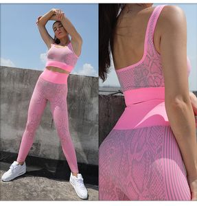 Amazon offre spéciale Sexy peau de serpent pêche hanche européenne et américaine Yoga vêtements femmes sport soutien-gorge Yoga pantalon sans couture costume