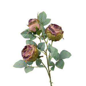 Vente chaude 3 têtes fleur de soie artificielle bords brûlés Roses longue tige Real Touch vente directe d'usine plusieurs couleurs pour la décoration de bureau à domicile d'école de mariage