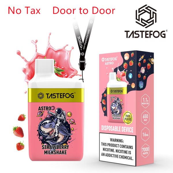 Amazon Hot Sales Cigarette électronique jetable Vape Pod Tastefog Astro 7000Puffs 2% 5% 16 ml 650 mAh Batterie rechargeable 10 couleurs 10 saveurs