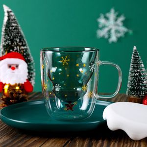 Amazon 9oz chicas niños regalo de Navidad botellas a prueba de calor planchado borosilicate doble pared vidrio beber jugo taza taza taza agua vaso