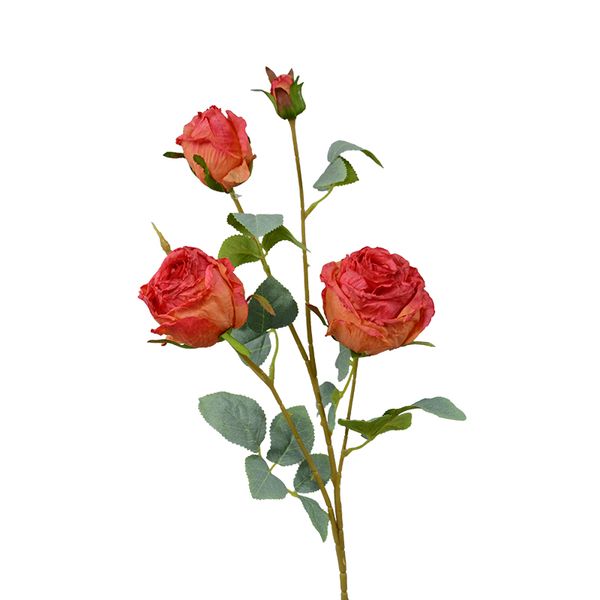 Ventas al por mayor de fábrica 4 cabezas Rosas de jardín de seda Flores artificiales de un solo tallo Flor rosa a granel Boda Halloween Decoración navideña Ramo Regalo del día de San Valentín