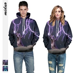 Amazon's bestverkochte Lightning Cat digitale print losse hoodie voor koppels met capuchon, Europese en Amerikaanse honkbaljersey voor heren en dames op voorraad