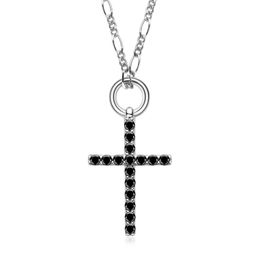 Collier en diamant croisé style hip hop rock d'Amazon pour hommes, en argent sterling 925, en Moissanite noir, bijoux hip hop, cadeaux