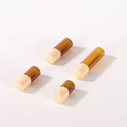 Amber Clear 1ml 2ml 3ml 5ml Roll On Bottle Viales de rodillo de vidrio con tapa de bambú de plástico 600 piezas / lote de moda