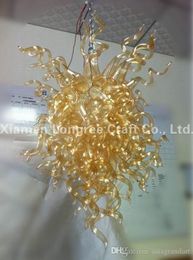Amber helder glas kunst kroonluchter 100% handgemaakte geblazen glas moderne LED-lampen hanglampen Home decor glas Chihuly stijl kroonluchter licht