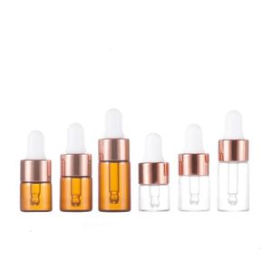 Amber Clear Glazen Druppelflesje 1 ml 2 ml 3 ml 5 ml Mini Cosmetische Monster Essentiële Olie Druppelaars Flessen SN4820