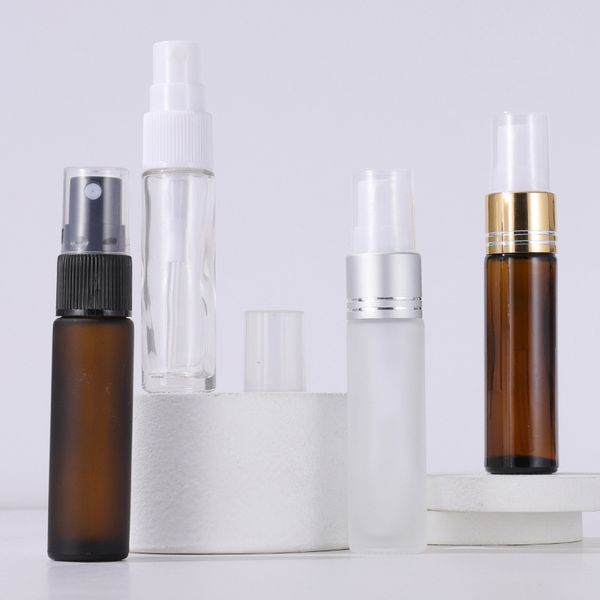 Bouteille de parfum en verre transparent ambre 10ml bouteilles de pulvérisation rechargeables vides pour échantillon en vente