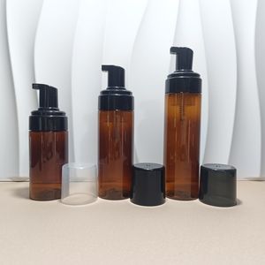 Botella con bomba de espuma ámbar, 100ml, 150ml, 200ml, dispensadores de jabón espumoso, botellas, maquillaje cosmético, limpiador Facial, champú, Gel de ducha