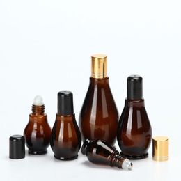 Amber glas 10 ml rolbal fles etherische olie parfum spray flessen hervulbare lege container snelle verzending F2017 Kvael Oabrv