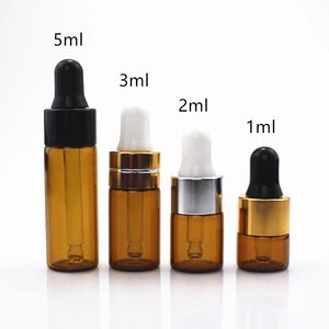 Frasco cuentagotas de vidrio ámbar, frasco de muestra vacío, cuentagotas para ojos, botellas de aceite esencial de Perfume líquido para aromaterapia