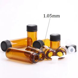 Bouteilles d'huile essentielle en verre ambré 1 2 3 Flacon de tube à essai en verre de 5 ml avec bouchon en plastique couvercle noir sortie d'usine