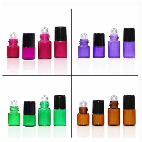 Bouteilles à roulettes d'huile essentielle en verre ambré avec boules métalliques, huiles de parfum, bouteilles à rouler 1 ml 2 ml 3 ml Etiik Pqjjf