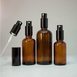 Amber Glas Spray Parfumflesjes 10ml 15ml 20ml 30ml 50ml 100ml Dikke Sproeier flessen met Zwarte Pomp Sproeier Verstuiver Rubce