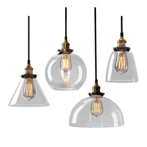 Ambre Verre Vintage Pendentif Lumières Salle À Manger Cuisine Décor À La Maison Industrie Lumière Suspension Lampe Chambre Luminaires Lampes