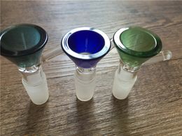 Amber groen roze kleurrijke omkering glazen kom 18.8mm bongs vat type met handvat gemengde kleur lijnen 14.5mm 18mm mannelijke vrouwelijke gewricht