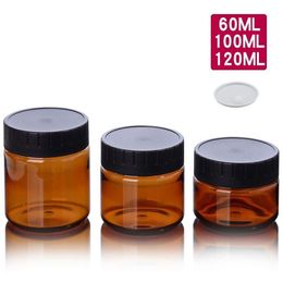 Amber Pet Plastic Cosmetic Jars Face Hand Lotion Cream flessen met zwarte schroefdop 60 ml 100 ml 120 ml EJPOQ RVTSA