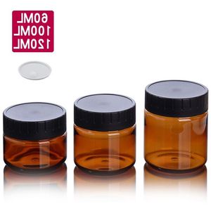 Amber PET-plastic cosmetische potten Gezicht Handlotion Crèmeflessen met zwarte schroefdop 60 ml 100 ml 120 ml Afqag