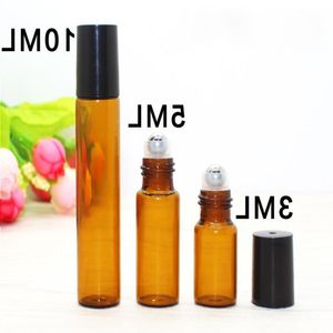 Ambre Rouleau Sur Bouteille En Verre 1 ML 2 ML 3 ML 5 ML 10 ML Bouteilles À Rouleaux Vides Pour Huiles Essentielles Emballage Srvqa