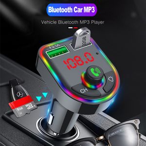 Lumière ambiante Bluetooth 5.0 Transmetteur FM Lecteur MP3 de voiture Récepteur audio mains libres sans fil USB Charge rapide TF U Disk play