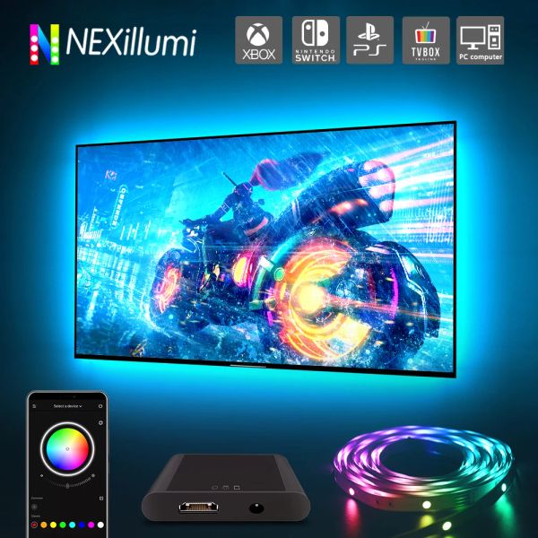 TV Ambient TV PC Backlight LED Strip Luces para dispositivos HDMI Kit de luz LED de sincronización de color de cinta USB RGB para Xbox /Switch /TV Box