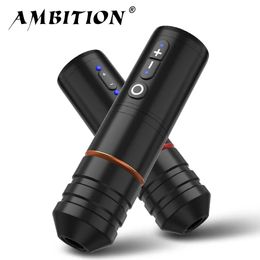 Ambition Ninja Pro Draadloze Tattoo Machine Draagbare Batterij Roterende Pen Capaciteit 2400mAh Sterke Kernloze Motor voor Artist Body 240327