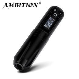 Ambition Portable sans fil stylo à tatouer Machine batterie au Lithium alimentation de Charge 1950mAh LED affichage équipement de tatouage 240103
