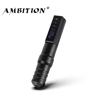 Ambition Professional Wireless Tattoo Machine Pen met draagbare Power Coreless Motor Digital LED -display voor body art 220624