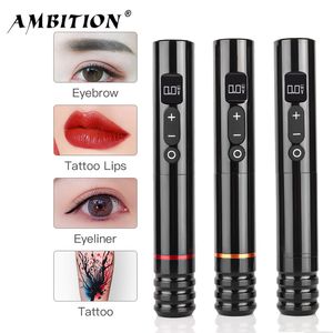 Ambition Wireless Tattoo Machine Pen Permanent Maquillage Eyeliner Lèvres Outils Micropigmentation Semi Permanent 220617