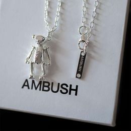 Ambush ketting sieraden Instagram influencer hinderlaag teddybeer pop hanger 925 sterling zilveren ketting veelzijdig gepersonaliseerd geschenk voor vrouwen mannen