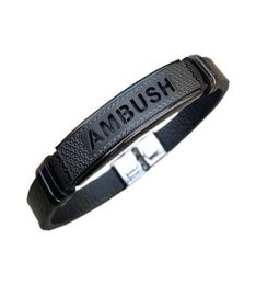 AMBUSH Bracelet en cuir et acier titane Bracelet Hip Hop fait à la main bijoux de mode originaux pour hommes décontractés femmes Couples cadeaux de fête5456544