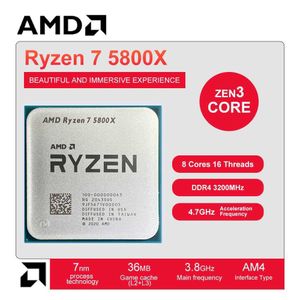 AMD New Ryzen 7 5800X R7 5800X CPU Processor AM4 3.8GHz 8-Cores 16-Thread CPU 100-000000063 Office Desktop Processor Accessories