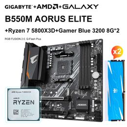 AMD nouveau Ryzen 7 5800X3D R7 5800X3D processeur 8 cœurs 16 threads + carte mère Gigabyte B550M AORUS ELITE B550m + Galaxy 3200Hz 8G * 2 Ram