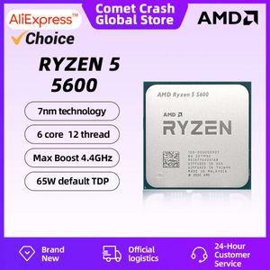 Processeur AMD Ryzen 5 5600, tout nouveau processeur de jeu, Socket AM4, 6 cœurs, 12 threads, 65W DDR4, pour ordinateur de bureau, sans ventilateur de refroidissement