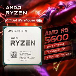 AMD Ryzen 5 5600 CPU Novo R5 5600, procesador de juegos, enchufe AM4, 6 núcleos, 65W, DDR4, procesador de CPU nueva de escritorio sin ventilador enfriador