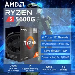 Procesador de CPU AMD Ryzen 5 5600G R5 5600G 3,9 GHz, seis núcleos, doce hilos, 65W, L3 = 16M, 100-000000252, enchufe AM4, nuevo y con ventilador