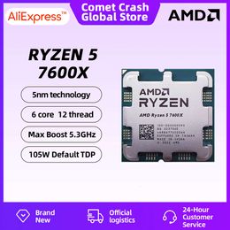AMD RYZEN 5 7600X tout nouveau processeur de jeu CPU AMD R5 7600X 6 cœurs 12 threads 5nm 38M Socket AM5 sans ventilateur PC Gamer Cache