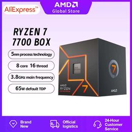 AMD Ryzen 7 7700 Box Novo R7 7700 Box nuevo con ventilador enfriador Wealth Prism RGB, procesador de CPU AM5 de 8 núcleos, 16 hilos, 5NM
