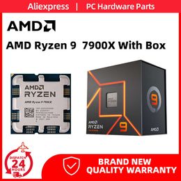 Processeur AMD Ryzen 9 7900X avec boîtier Processeur R9 7900X 4,7 GHz 12 cœurs 24 threads avec graphique intégré sans ventilateur