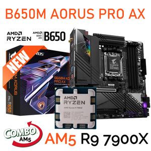 Processeur AMD RYZEN 9 7900X AM5 avec Gigabyte B650M AORUS PRO AX Motheboard AM5 Ryzen Kit AM5 R9 7900X CPU Combo DDR5 M.2 nouveau