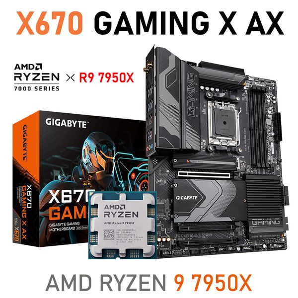 AMD Ryzen 9 7950X AM5 CPU Combo GIGABYTE X670 GAMING X AX AMD X670 carte mère DDR4 128 go Socket AM5 Kit processeur PCIe 5.0 ATX