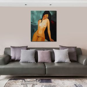 Amedeo Modigliani figura lienzo arte hecho a mano mujer desnudo arte pinturas al óleo para decoración de apartamento moderno