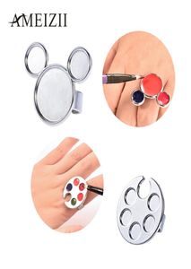 AMEIZII 1Pc Mini Nail Art Metalen Vinger Ring Palet Schotel Mengen Acryl Gel Polish Schilderij Tekening Kleur Verf manicure Gereedschap7593669