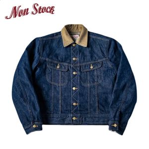 Amekaji Aankomst Non Stock Corduroy Denim Coat for Men Storm Rider Dikke Single Breasted Casual Jacket 240311