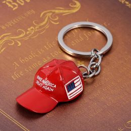 America Creative Make Great Again Trump Keychain Cute Small Hat Fashion Couple Bag Pendant Gift 0414