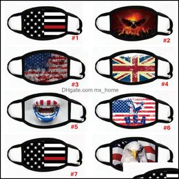 Masque facial américain imprimé réutilisable drapeau américain 3D imprimé léopard anti-poussière lavable bouche extérieure masques de créateurs livraison directe 2021 H