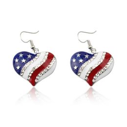 Boucles d'oreilles pendantes en forme de cœur, drapeau américain, 4 juillet, boucles d'oreilles en forme de cœur, 251e