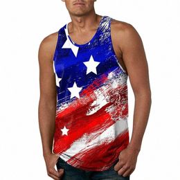 America Natial Flag 3D Fi Tank pour hommes Summer Sleevel Streetwear Homme Gilet Lâche Casual Col rond Tops Grande Taille 6XL z0Vn #