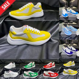 America's Cup Designer Chaussures For Men Luxury Brands Sneakers Patent Le cuir breveté Blanc Jaune Yellow